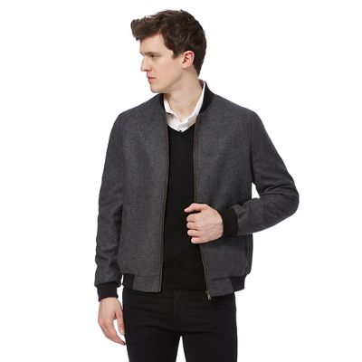 Grey wool blend baseball jacket